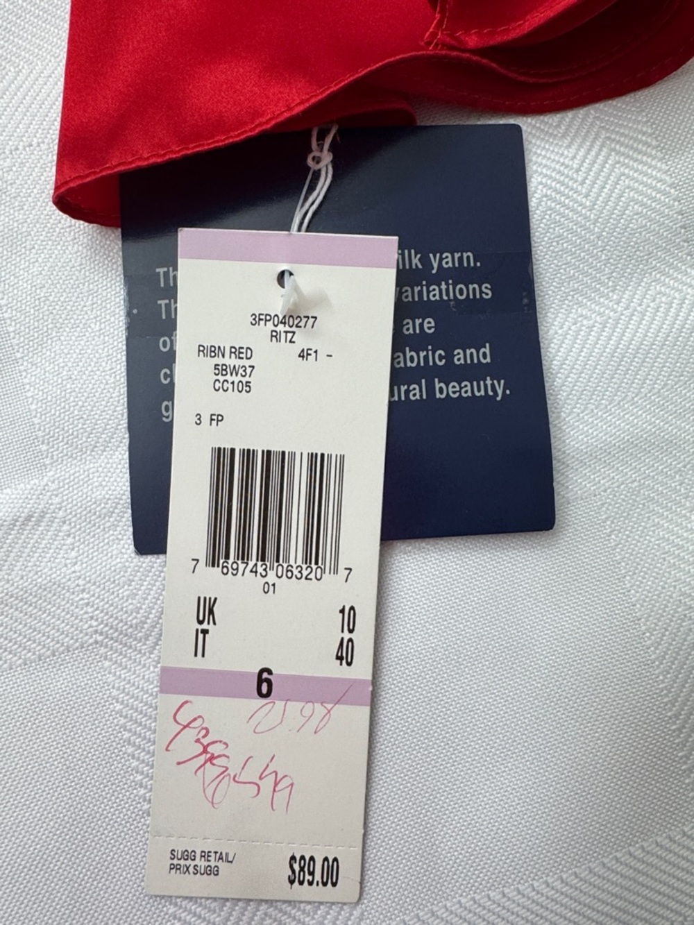 Anne Klein Red Satin Ruffled Button-Front Blouse - Picture 2 of 16
